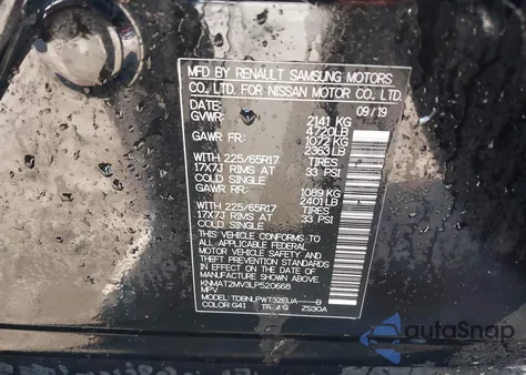 2020 Nissan Rogue S Intelligent Awd z USA, uszkodzony, nr VIN KNMAT2MV3LP520668